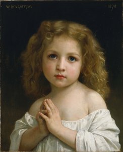 ""Retrato de una niña con las manos juntas en oración"" Pintura de William-Adolphe Bouguereau (1825-1905) 1878 Museo Nacional de Arte Occidental, Tokio, Japón de William Adolphe Bouguereau