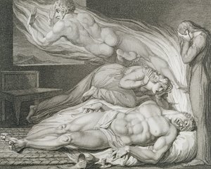 Muerte del malvado fuerte, pl.6, ilustración de "La tumba, un poema" de William Blake (1757-1827), grabado por Luigi Schiavonetti (1765-1810)