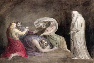 La bruja de Endor invocando el espíritu de Samuel
