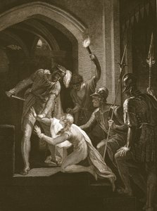 Muerte de Arturo, grabado por J. Fittler, ilustración de la "Historia de Inglaterra" de David Hume, publicada por R. Bowyer, Londres de William (after) Hamilton