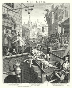 Gin Lane (grabado) de William (after) Hogarth