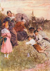 Ilustración de El molino en el hilo dental de George Eliot (litografía en color)