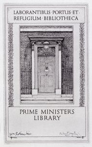 Exlibris para la Biblioteca del Primer Ministro, grabado por Robert Sargent Austin (1895-1973) (grabado) de William (after) Rothenstein