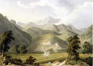 Aproximación al Bore Ghaut, de una pintura de Lt. Col. Johnson, grabado por T. Fielding y coloreado por J.B. Hogarth de William (after) Westall