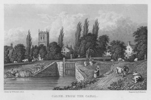 Calne, desde el canal (grabado) de William (after) Westall