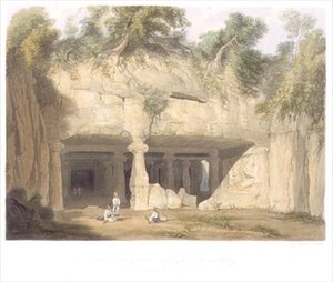 Exterior del Gran Templo de la Cueva de Elephanta, cerca de Bombay, en 1803, de Volumen II de 