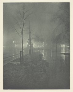 Noche lluviosa, Columbus Circle, Nueva York