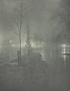 Noche lluviosa, Columbus Circle, Nueva York