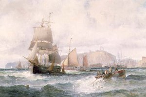 Embarcaciones frente a una costa de William A. Thornley or Thornbery