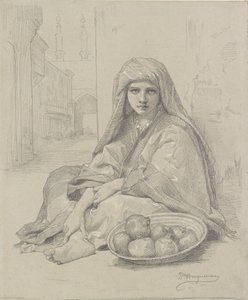 Chica norteafricana vendiendo granadas, finales del siglo XIX de William Adolphe Bouguereau