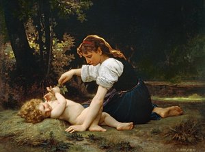 Joven mujer y niño, 1881 de William Adolphe Bouguereau
