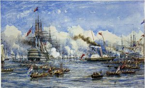 Visita de Su Majestad al buque insignia el 11 de agosto de William Adolphus Knell