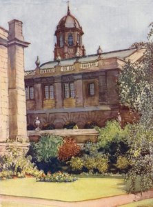 Teatro Sheldonian y Biblioteca Bodleian desde el jardín del Rector, Exeter College (litografía en color) de William Ainsworth Wildman