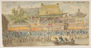 181 ‘Teatro en Tien sin.’  , de un Álbum de 372 dibujos de paisajes, costas, disfraces y la vida cotidiana realizados durante la embajada de Lord Macartney ante el Emperador de China, entre 1792 y 1794 (lápiz y acuarela sobre papel) de William Alexander