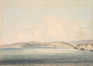El pueblo de Almandral en la bahía de Valparaíso, con vistas a los Andes de William Alexander