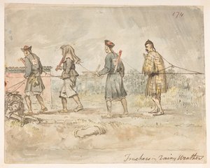 Rastreadores en clima lluvioso, de un álbum de 278 dibujos de paisajes, costas, disfraces y la vida cotidiana realizados durante la embajada de Lord Macartney ante el emperador de China (lápiz y acuarela sobre papel) de William Alexander