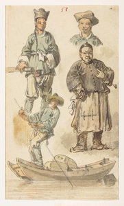 f.11 58 Estudios de chino,  de un álbum de 372 dibujos de paisajes, costas, disfraces y la vida cotidiana realizados durante la embajada de Lord Macartney ante el emperador de China, entre 1792 y 1794 (lápiz y acuarela sobre papel) de William Alexander