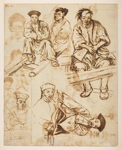 [f.57 140v Estudios de figura, hombres chinos. 