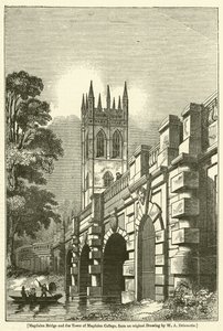 Puente de Magdalen y la Torre del Colegio Magdalen de William Alfred Delamotte