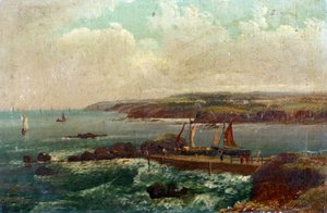 Puerto Bude, en Devon (Inglaterra). Óleo sobre lienzo de William Allan (1782-1850). de William Allan