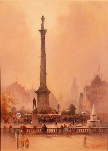 La celebración del Día de Trafalgar, Trafalgar Square (acuarela sobre papel)