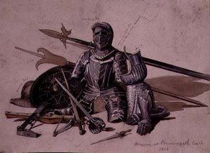 Estudio de armaduras y armas en el castillo de Brancepeth, Durham