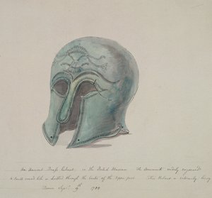 Antiguo casco de bronce del Museo Británico, Holborn, Londres, 1784