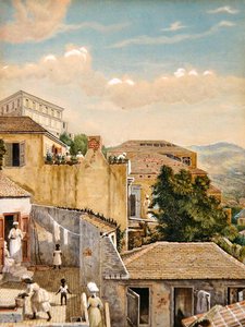 Una familia en una azotea en St Thomas, Islas Vírgenes de William August Thulstrup