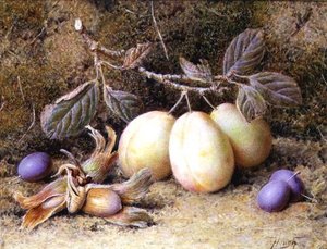 Naturaleza Muerta con Ciruelas y Nueces de William B. Hough