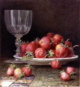 Fresas y un vaso de William B. Hough