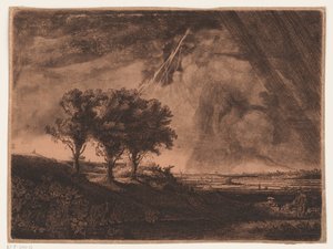 Tres árboles con rayo de William Baillie