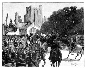 Llegada de la Reina Victoria a Kelso, Escocia, 1887 de William Barnes Wollen