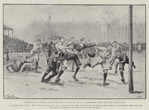 Partido Internacional de Fútbol (Inglaterra vs Gales) el 6 de enero, en Birkenhead Park, Primer Try para Inglaterra