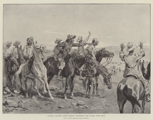 Cafres, sosteniendo Caballos de Repuesto, presenciando la Batalla desde Lejos de William Barnes Wollen