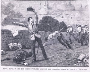 Teniente Havelock y los fusileros de Madrás tomando el Puente Charbagh en Lucknow 1857 AD de William Barnes Wollen