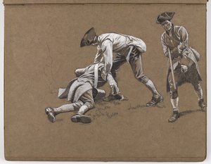 Estudio para la pintura al óleo de William Barns Wollen, La Batalla de Lexington 1775