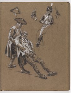 Estudio para la pintura al óleo de William Barns Wollen, ¿La batalla de Lexington 1775? de William Barnes Wollen