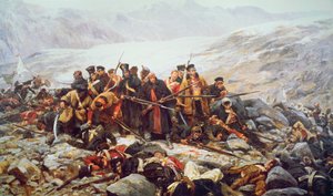 La última resistencia del 44º Regimiento en Gundamuck durante la retirada de Kabul de William Barnes Wollen