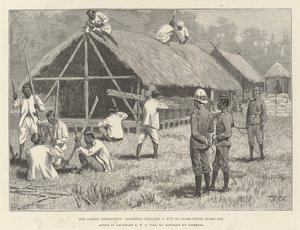 La Expedición Lushai, Goorkhas Construyendo una Cabaña para Guardar su Equipo de Repuesto de William Barnes Wollen