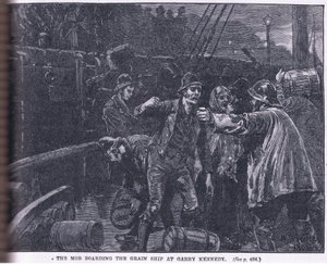 La multitud abordando un barco de grano en Garry Kennedy AD 1841