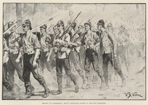 Tropas en Aldershot, orden de marcha pesada en el clima cálido de William Barnes Wollen