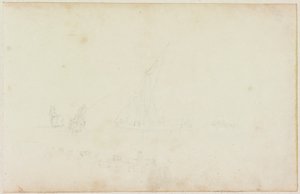 Boceto de Barco de Remo y Jinete con Línea de Caballos de William Beilby