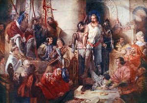 El juicio de Sir William Wallace (c.1272-1305) en Westminster, ilustración de 