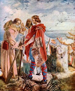 Egfrith ofreciendo el obispado de Hexham a Cuthbert, 678, c. 1920 de William Bell Scott