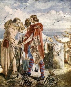 Egfrith ofreciendo el obispado de Hexham a Cuthbert, 678 de William Bell Scott