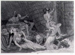 Décimo día de lluvia, prueba para una edición de 1872 de la Biblia de William Bell Scott