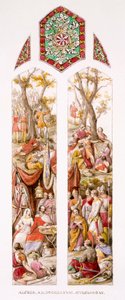 El Rey Alfredo en Athelney, Somerset, con sus seguidores, c.1880 de William Bell and Boyd, Alice Scott