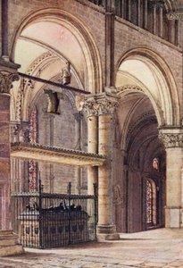 Tumba de Eduardo el Príncipe Negro en la Capilla de la Trinidad, Catedral de Canterbury (litografía en color) de William Biscombe Gardner