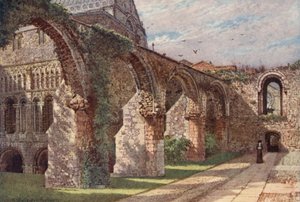 Ruinas de la enfermería, Catedral de Canterbury (litografía en color) de William Biscombe Gardner