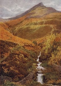 El Nab y Golden Clough desde Grindslow Dell, Edale (litografía en color) de William Biscombe Gardner
